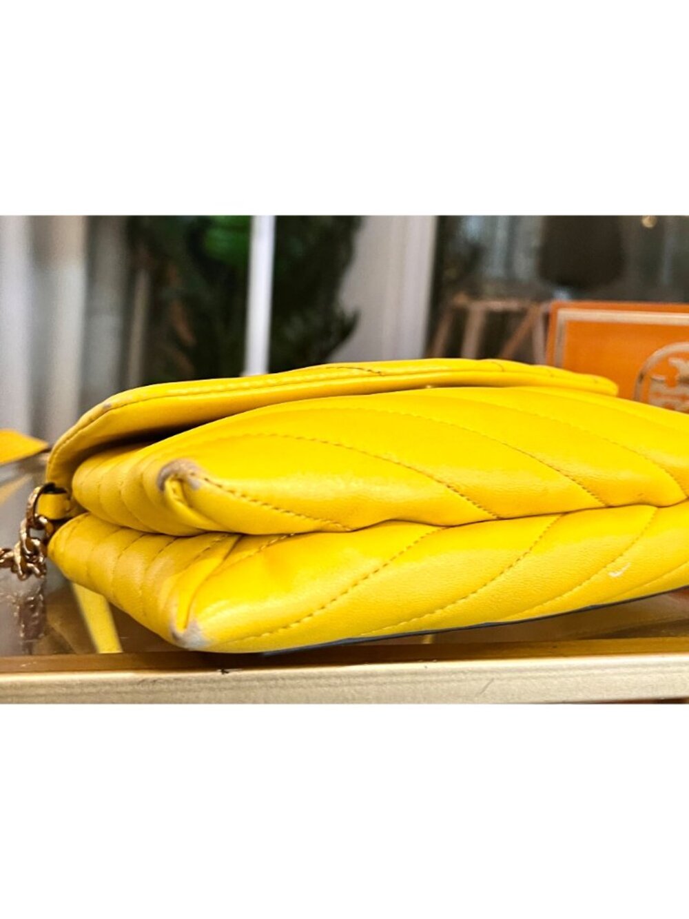 *** Authentic Tory Burch Yellow Quilted Leather Kira Crossbody - Picture 7 of 14